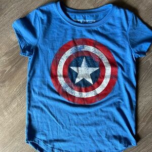 Marvel Blue and Red Captain America Short Sleeve Tee